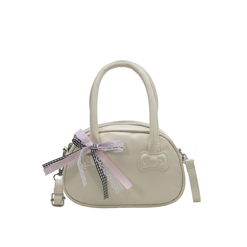 Sweet Bow Portable Small Bag Women's 2025 New Fashion Commuter Bowling Bag Summer Versatile Messenger Bag
