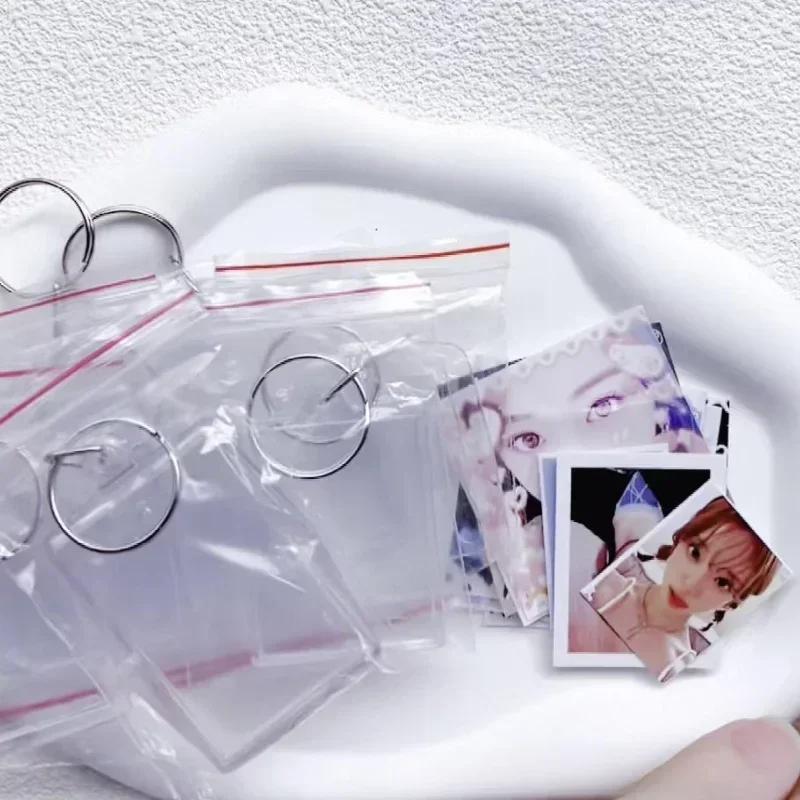 5/50pcs Transparent Photo Frame Keychain Tassels Snap-In Custom Insert Photo Acrylic Blank Keyring Clear Blank Picture Pendant