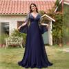 Elegant Sequin Panel Evening Gown Long Sleeve Split Formal Dress Bridesmaid Party