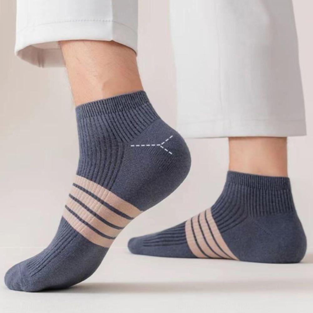 10Pairs Cotton Striped Invisible Socks Breathable Men's Tube Socks Ankle Thin Socks  Sport