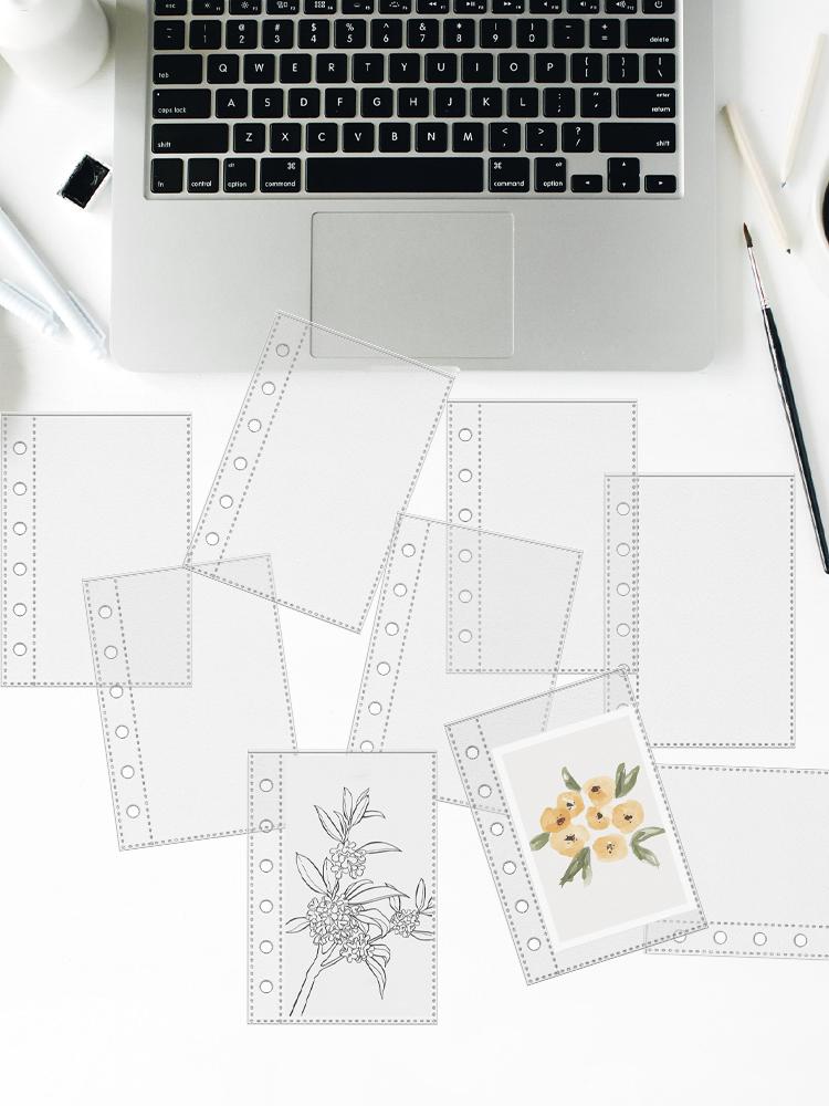 10pcs Sheet A7 Binder Refill Clear PP Pocket 6 Rings Loose Leaf Inner Page for Idol Photocard Holder Book