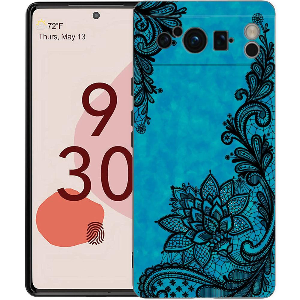 

Lace Printed Phone Case For Google Pixel 10 9 8 7 Pro 9A 8A 7A 6A 6 Pro XL Soft TPU Bumper Black Cover Pixel 7A