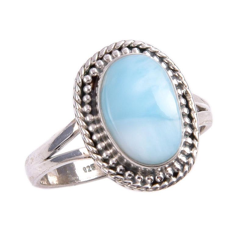 Natural Republic Larimar Gemstone 925 Sterling Silver Jewelry Ring Size 9.5 S9C57
