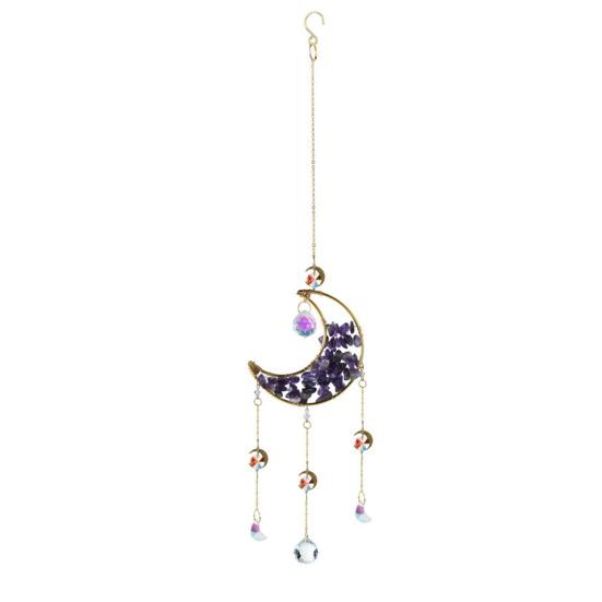 Crystal Sun Catcher Crescent Moon Sun Catcher Rainbow Maker Prism Ornament for Window Balcony Bedroom Garden Hanging