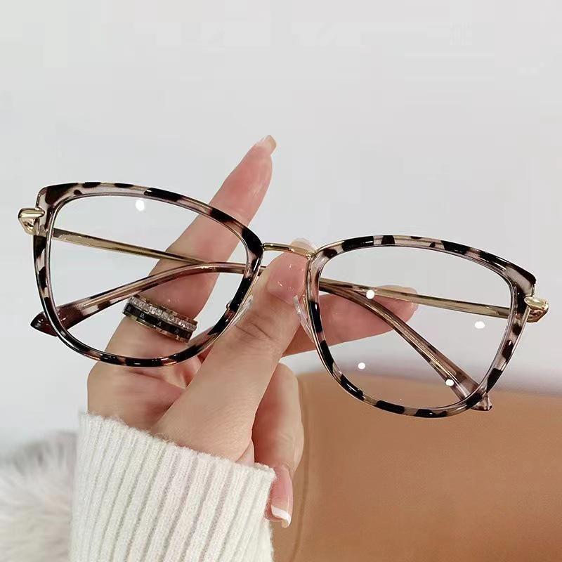 2055 Women's Ultra-Light Color-Changing Transparent Glasses, Trendy Large Slim Frame in Cold Tea Color