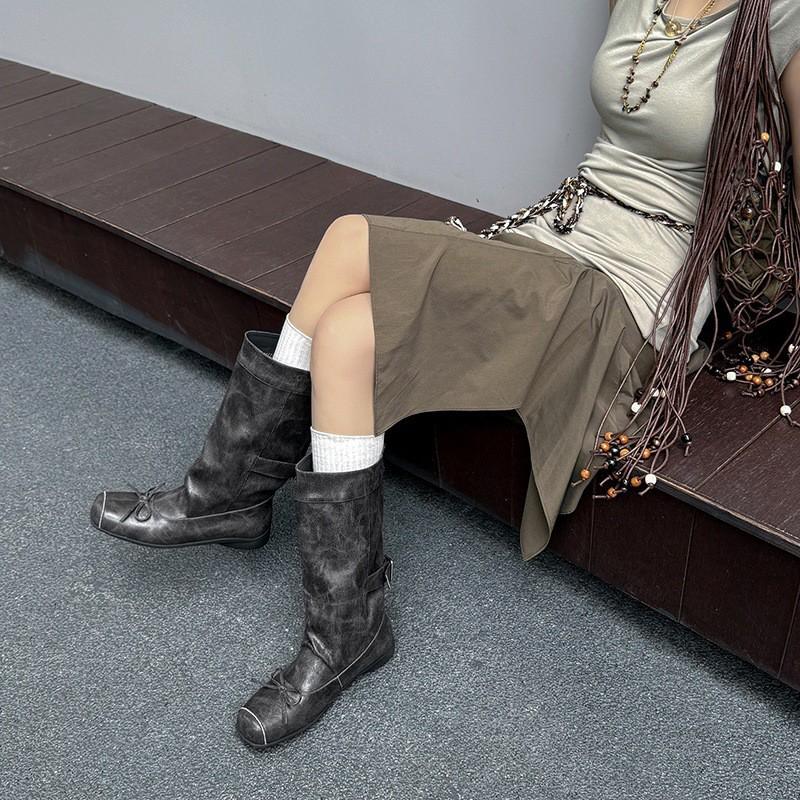 Womens Mid-Calf Boots Square Toe Bow Detail Chunky Heel Fashion Fall Winter