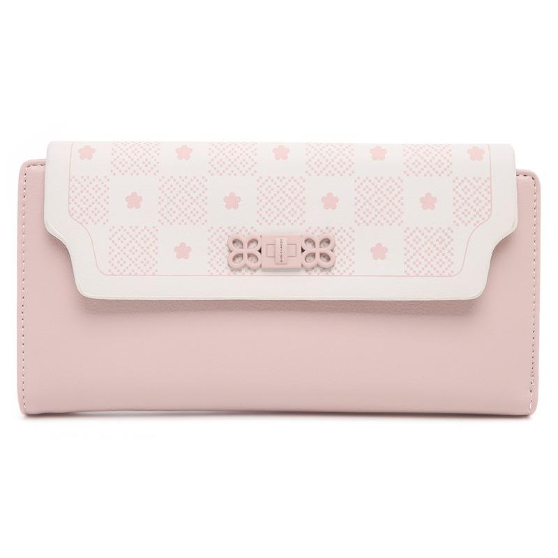 PU Soft Pull Buckle Flower Folding Women's Long Wallet