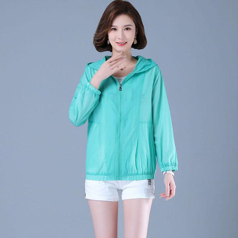 Hooded Thin Jacket Women's Sunscreen Clothing Long Sleeved Breathable Short Coat Daily Simple Casual Summer