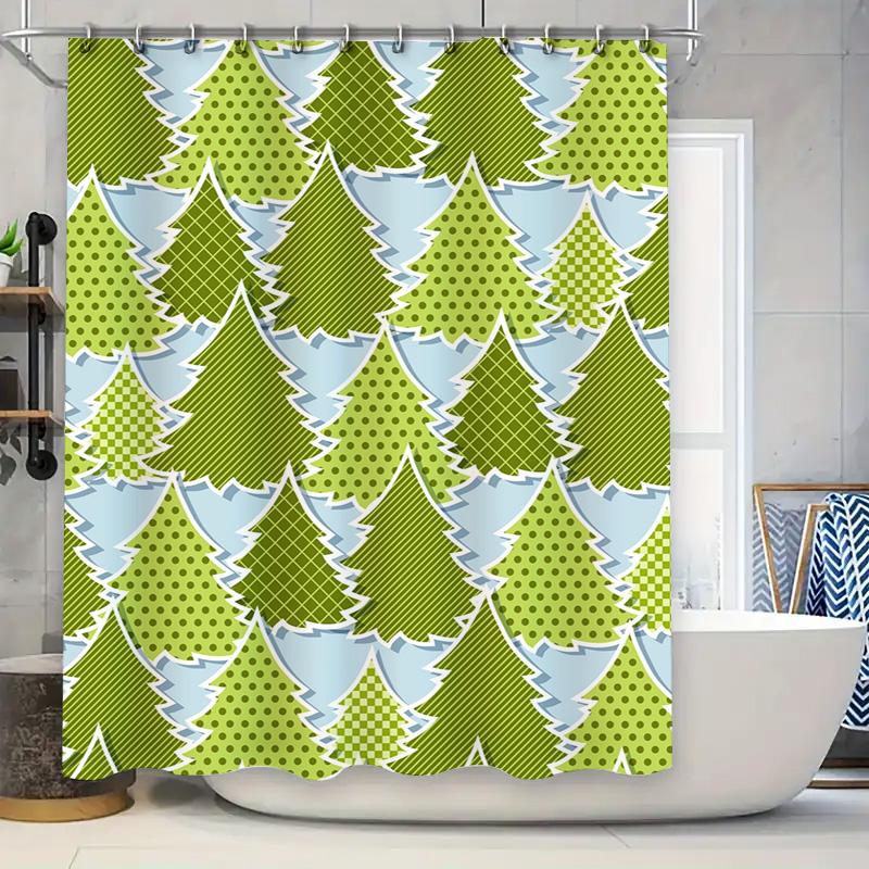 Tu Shower Curtain Nature Forest Trees Scenic Backdrop Bathroom Decor Greenery Botanical Washable Waterproof Home Textile