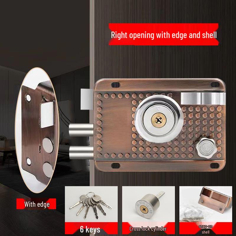 Cerradura de Puerta Antirrobo de Acero Inoxidable Bronce Rojo para Puertas de Madera o Hierro, Uso Doméstico o de Dormitorio, Con Núcleo de Cobre
