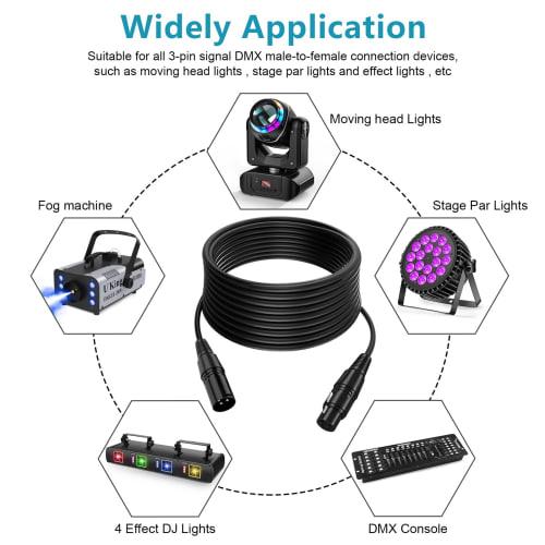 HOLDLAMP 9.8ft/3m DMX Cable, 3-Pin DMX Cable with XLR DMX512 Male to Female, Stage Lighting Signal Cable, Widely Used for Stage and DJ Lighting Connec