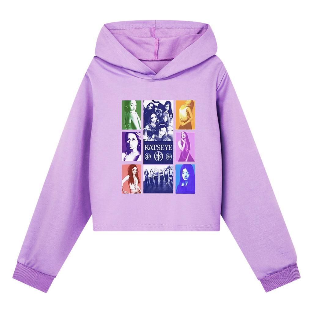 5321 Barn Flickor KATSEYE Tryckta Långärmade Huvtröjor