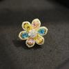 New Product Exquisite and Versatile Color Zircon Inlaid Stone Flower Brooch Temperament Fashionable and Small Flower Pin Collar Pin Women's Model