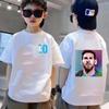 Sommer Kinder T-Shirt Kurzarm Messi Doppelseitiger Druck Lässig Mode Sport T-Shirt Top Kind Y2k Junge Mädchen Kleidung