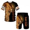 T Shirt & Shorts Sets 2piece Suit for Mens Animal Pattern Print Short Sleeve Tracksuit Leisure 3D Polyester Man's Set