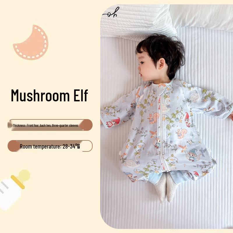 Bamboo Fiber Infant Sleeping Bag - Summer Anti-Kick Gauze Pajamas for Babies