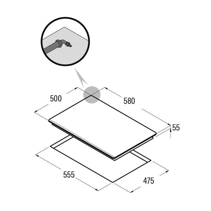 Cuisinière à gaz - CATA - LCIB 6021 BK - Verre - Noir - 3 Brûleurs - 6250 W