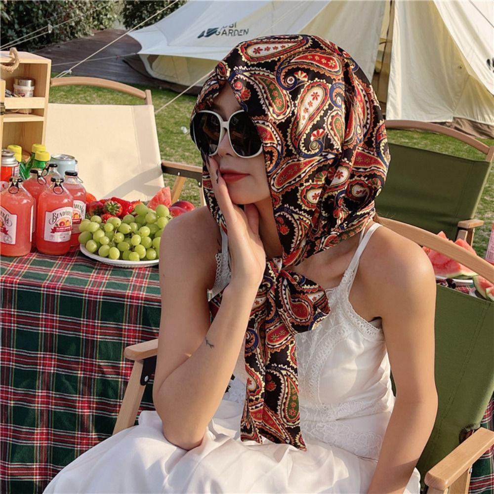 Solid Color Head Scarf Cap Korean Style Scarves Female Wraps Summer Scarf Hat Sunscreen Scarf