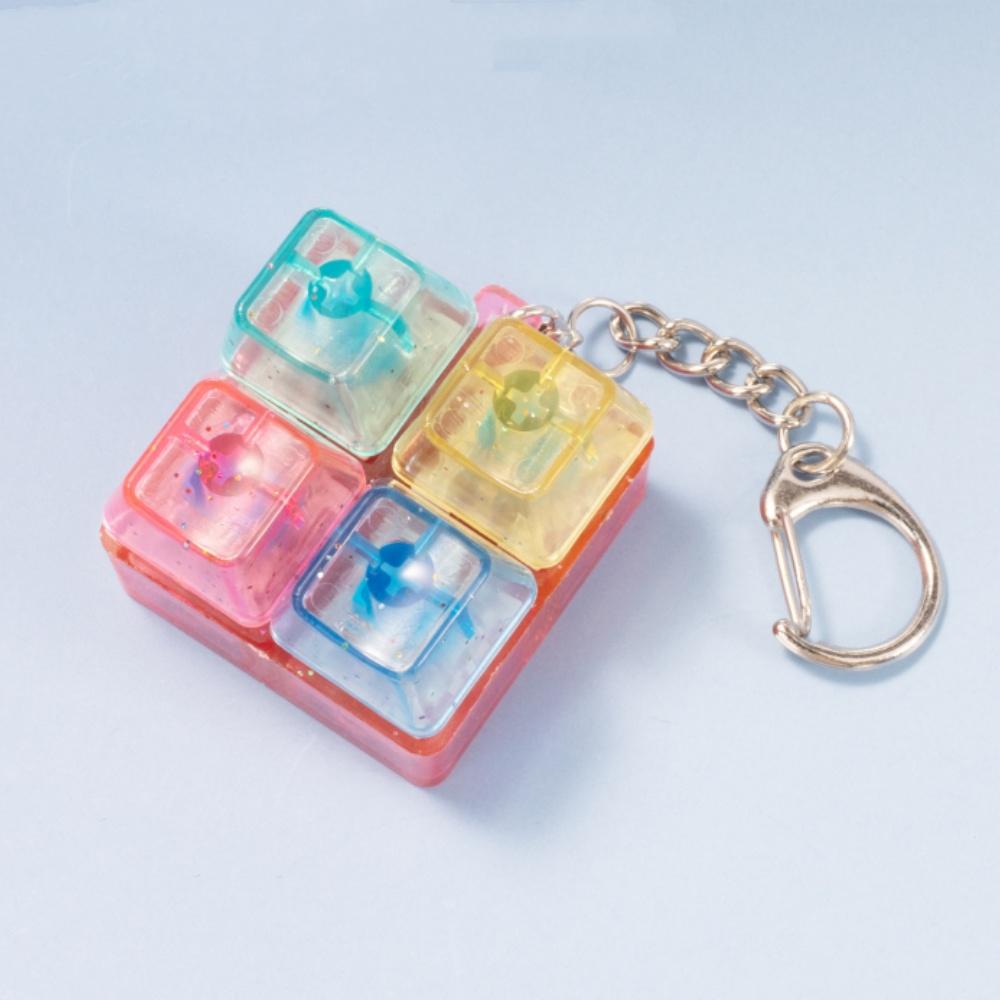 Cute 1 Buttons Keyboard Fidget Keychain Keyboard Clicker Mechanical Keyboard Keyring Stress Relief Toys Gift For Girlfriend