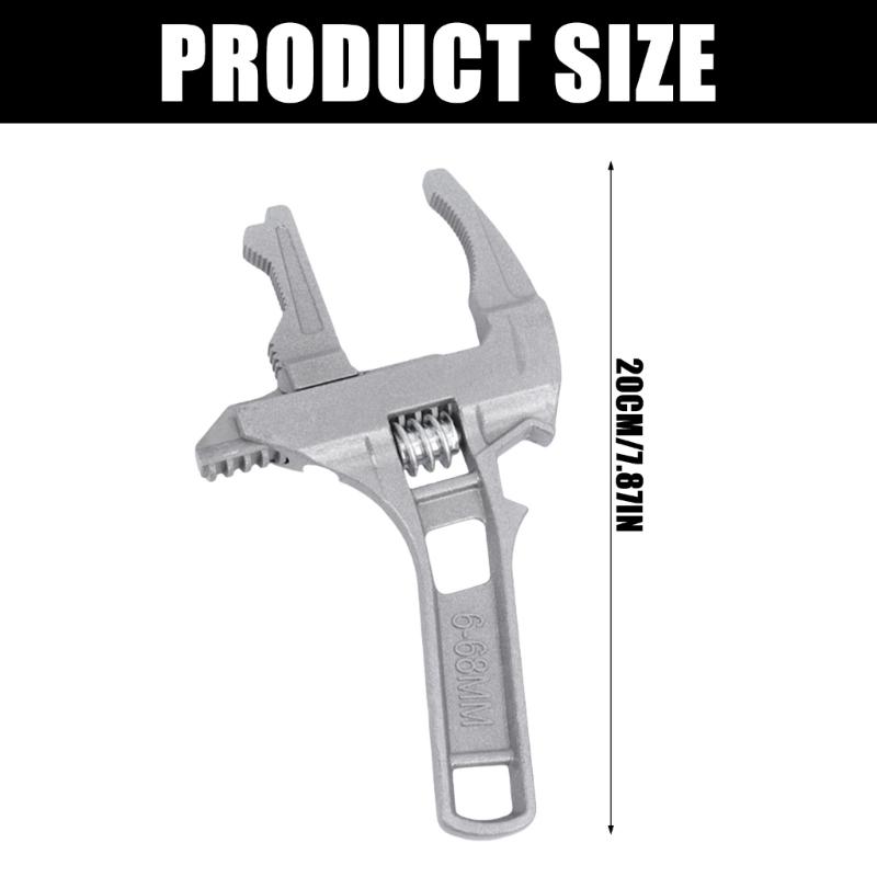 Adjustable Aluminum Alloy Wrench with Short Handle 6 To 68mm Wide Opening Jaws Spanner Nut Tool for Bathroom Washbasin