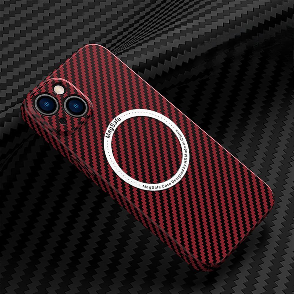 Apple 16 Magnetic Suction Mobile Phone Case Carbon Fiber Pattern IPhone 15 Matte Suitable for 14ProMax Anti-fall PC Protection Case