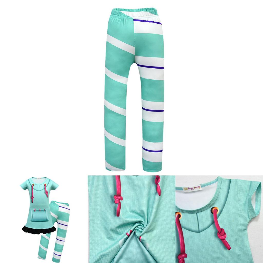 Girls Wreck-it Ralph 2 Vanellope Von Schweetz Colorful Skirt And Pants Cosplay Costume