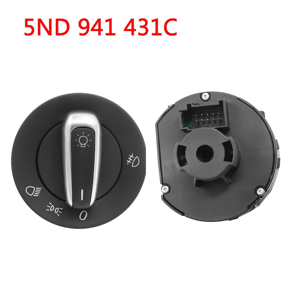 5ND941431A 5ND941431B 5ND941431C for VW Golf Jetta MK5 MK6 GTI Passat B6 B7 CC Touran Caddy Tiguan Car Chrome Headlight Switch