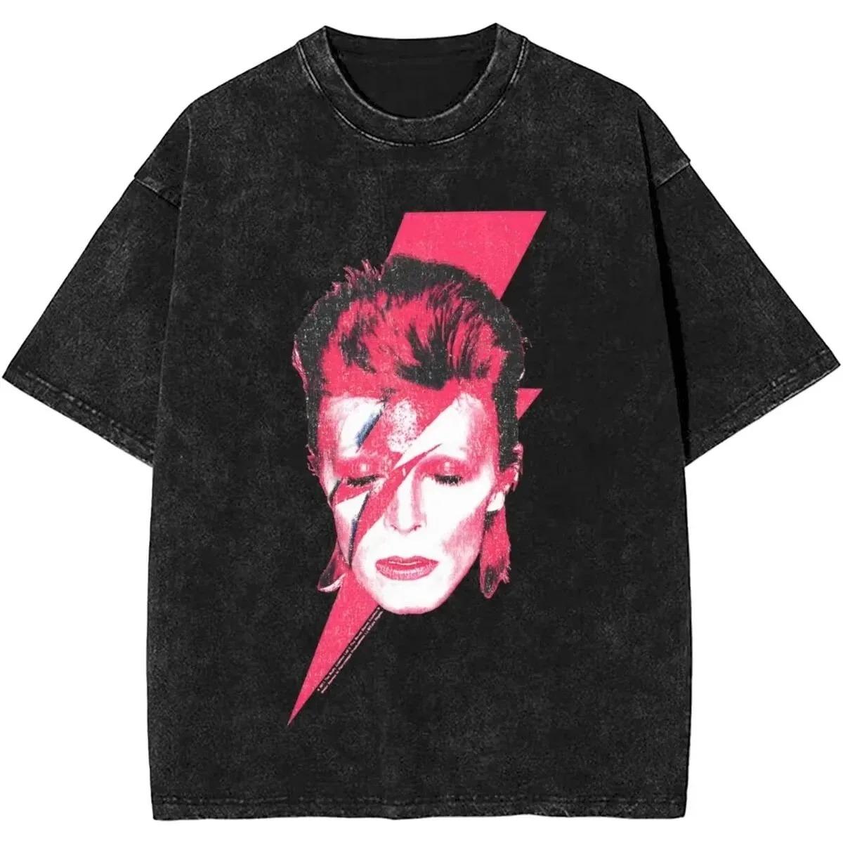 

David Bowie s Vintage Washed Graphic TShirt Retro Cotton Crew Neck Casual Tee Oversized Fit Women And Unisex Tshirts S