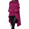 Felpa con cappuccio da donna in misto cotone tinta unita con orlo asimmetrico con coulisse Cappotto poncho allentato per felpa con cappuccio da donna
