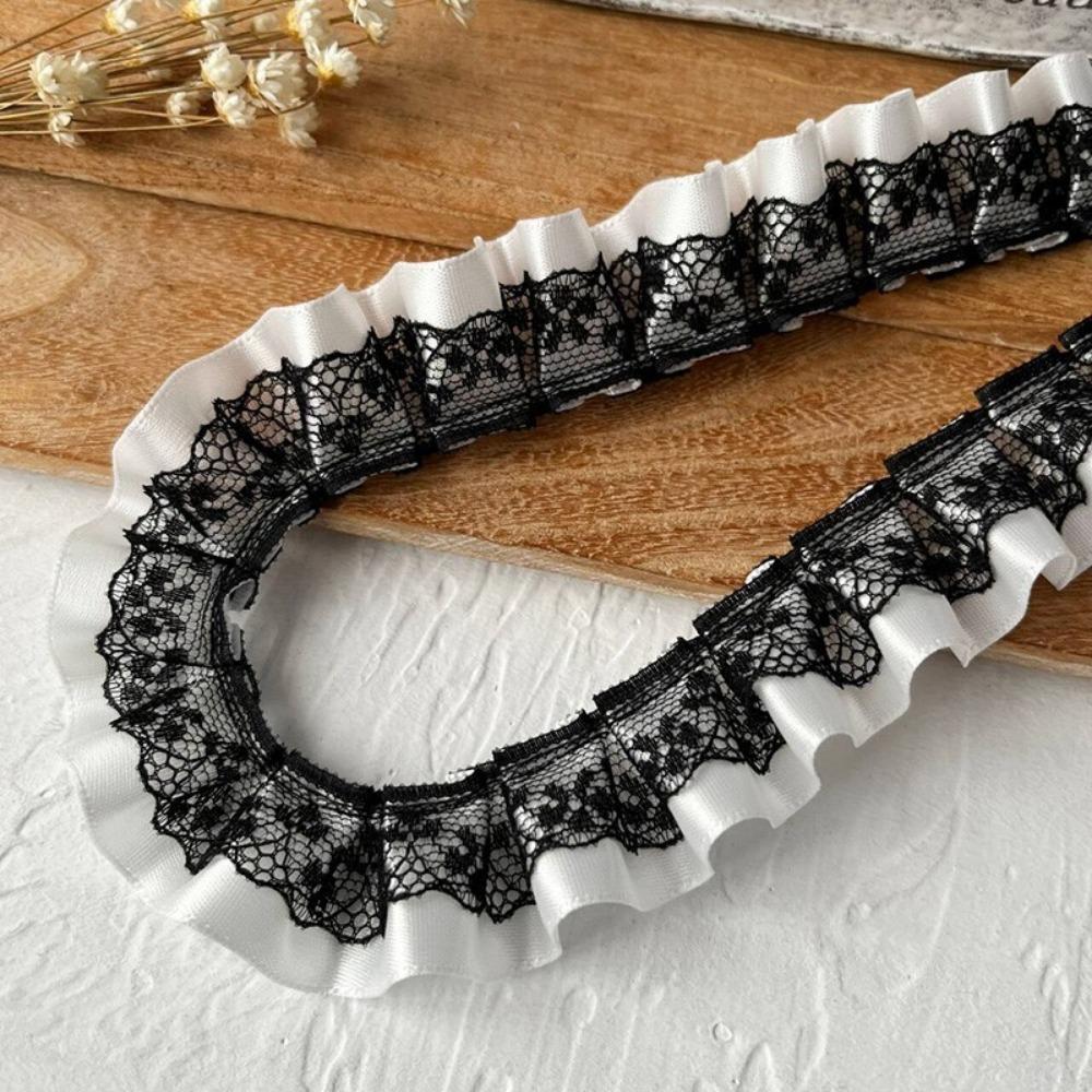 DIY 3meters Lace Ribbons Trim Handmade Pleated Ruffled Farbic Trim Garment Dress Hem High-Grade Sewing Material Lace Accessories