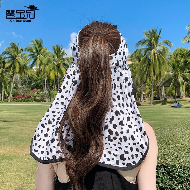 Summer big eaves sunscreen hat women's fashion high-end shawl integrated bucket hat outdoor cycling empty top sun hat