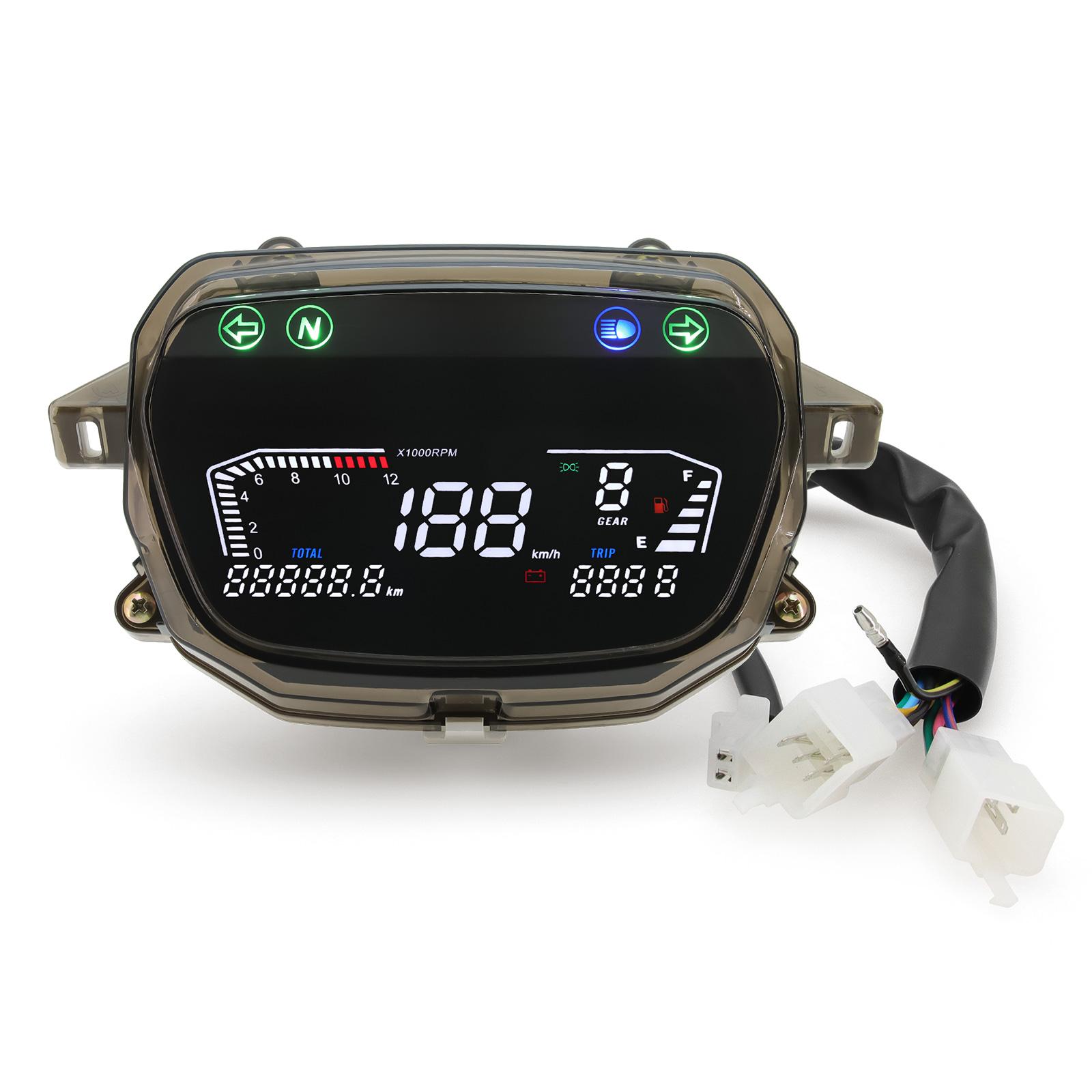 

12V LED Digital RPM Meter Motorcycle Speedometer 12000rpm Tahco With Battery Alarm Gear 199km/h For Honda Demak EX90 Assy Mile армия зеленый