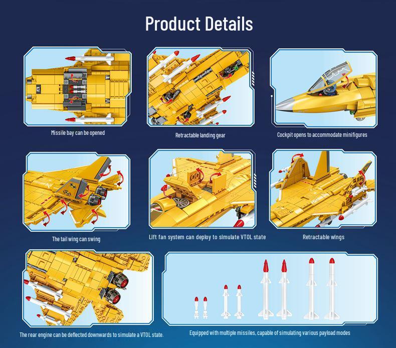 Sembo Military Carrier-Based VTOL Aircraft & Fighter Jet Building Blocks Toy Gift