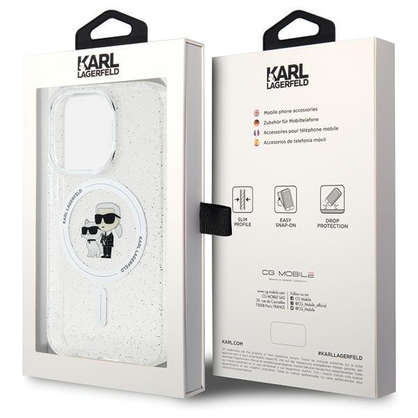 Karl Lagerfeld Klhmp15Lhgkcnot Iphone 15 Pro 6.1 Transparent Hardcase Karl&Choupette Glitter Magsafe
