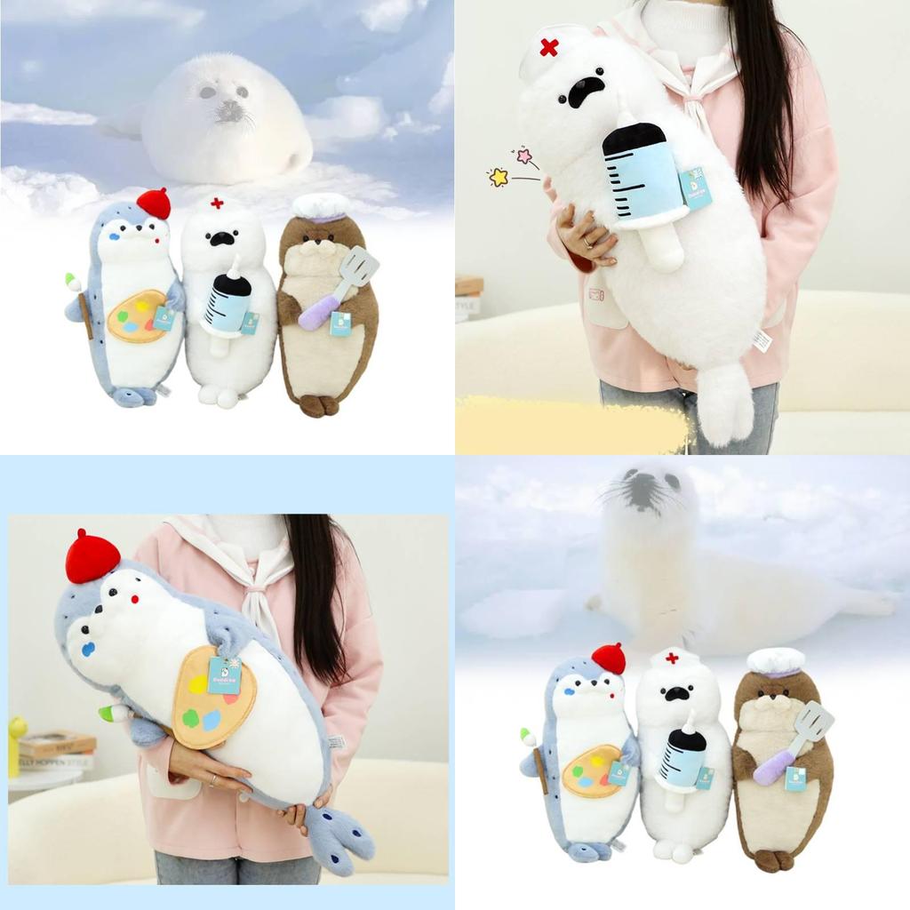 Cute Chef Seal Plush Doll Cozy Cuddly Animal Pillow For Relaxation And Play