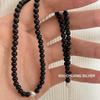 Su Chuang S925 Sterling Silver Black Agate Beaded Women's Clavicle Necklace