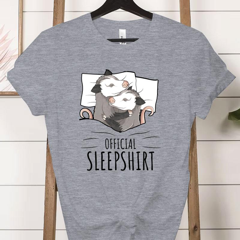Opossum Official Sleepshirt Graphic T Shirts Women Cute Possum Lover Gift Fashion Casual Tshirt Sleeping Possum Classic Tops