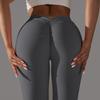 Brushed V-waist Pleated Solid Color Peach Hip Yoga Pants For Sports, Running, Fitness, Tight Fitting Cropped Pants