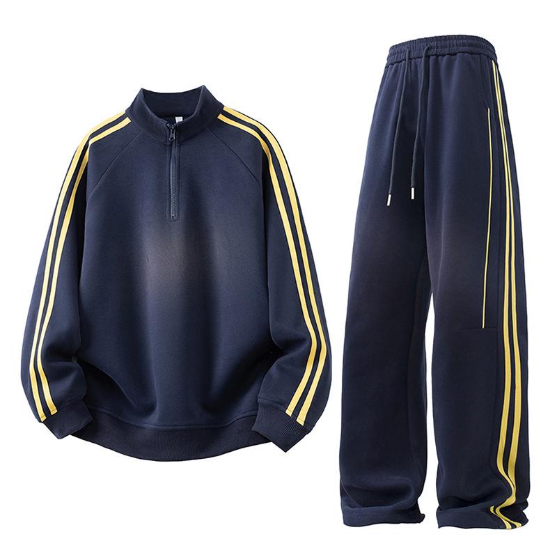 Men's 2025 Spring/Autumn Sports Suit: Trendy Zipper Hoodie & Long Pants Set