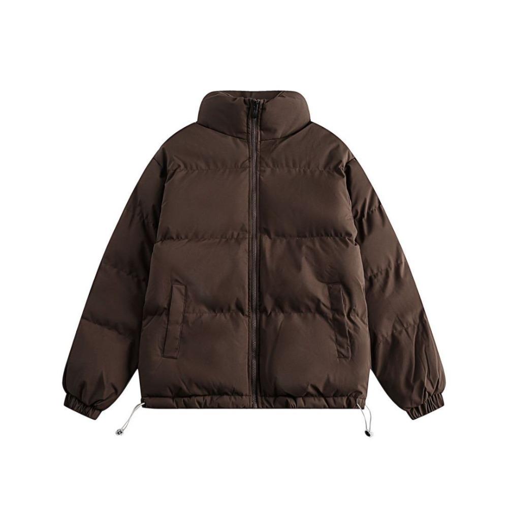 

Осень и зима японский ретро однотонный утолщенный пуховик для пары для мальчиков и девочек в студенческом стиле свободный рабочий хлебная куртка XXL темно-коричневого