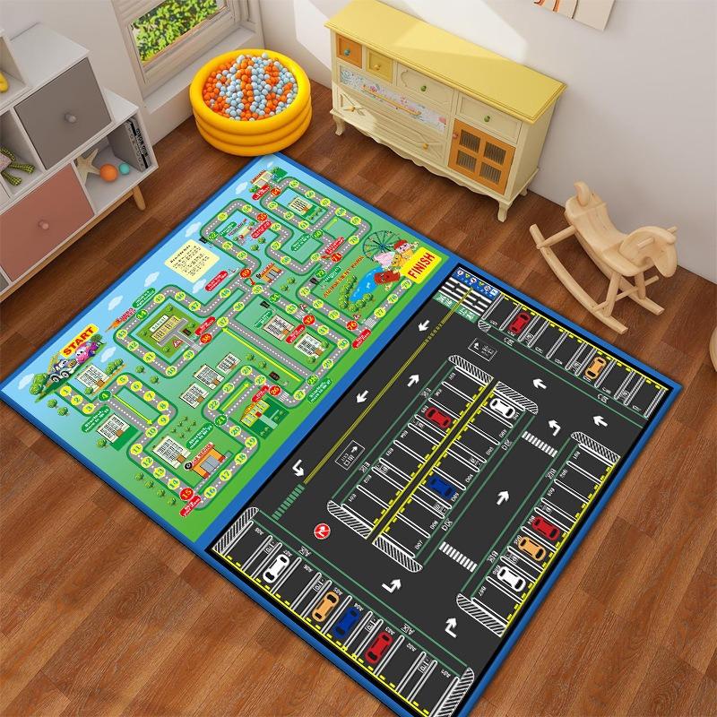 Schienen-Stil Kinder Spielteppich Abriebfest Rutschfeste Bodenmatte für Kinder Spielzimmer Wohnzimmer Schlafzimmer Gaming Teppich Heimdekoration
