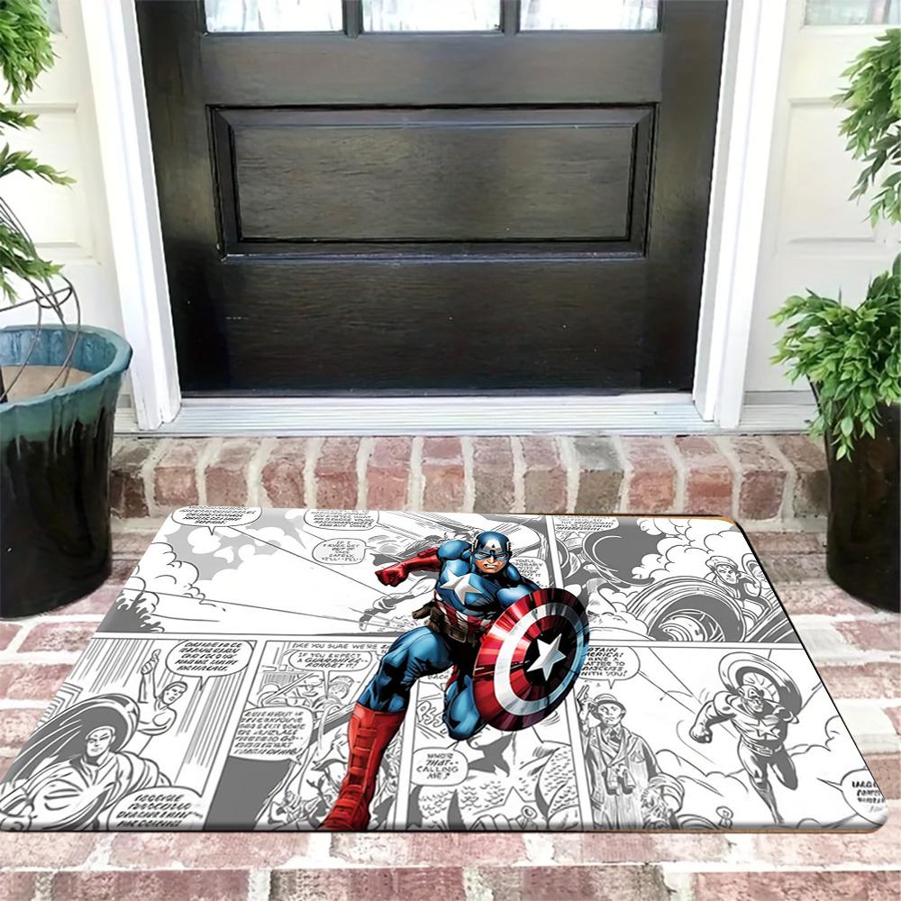 1pc, Floor Mat, Designed with Superhero & Classic  Heroes Theme, Multiple Sizes, Suitable for Living Room, Bathroom, Kitchen,