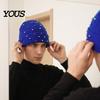 Warm Knitted Caps with Beads Unisex Beanies Colorful Beads, Winter Hat, Casual Stylish Knit Skull Stretch Cozy Cap for Outdoor Street Wear Soft Fabric