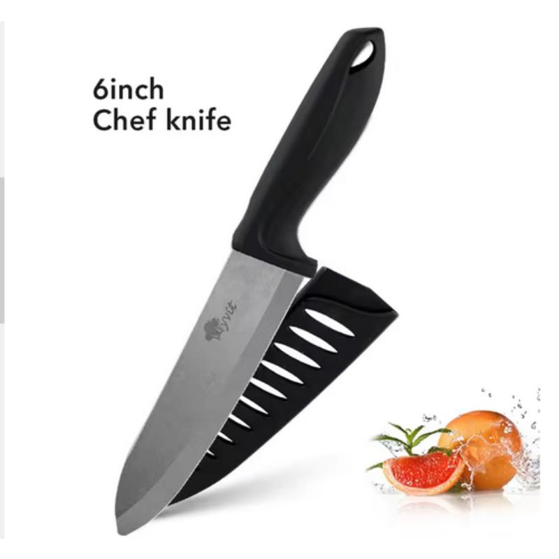 Ceramic Knife 3 4 5 6 Inch Sharp Kitchen Chef Knives Utility Slicer Paring Serrated Bread Meat Cleaver with Sheaths Black Blade