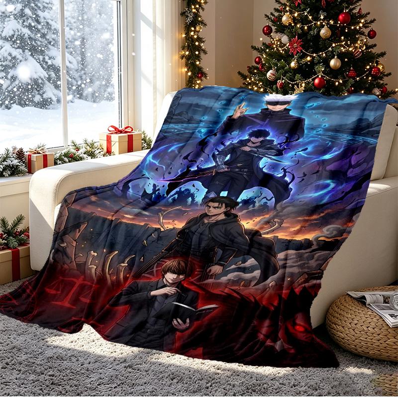Jujutsu Kaisen Muster Decke für Heimdekoration, Bett, Sofa, Autoreise, Camping, Geeignet für alle Jahreszeiten, Geburtstags-Weihnachtsgeschenk