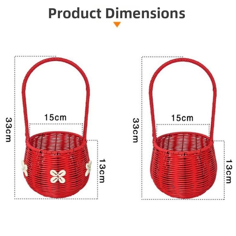 with Handle Imitation Rattan Storage Baskets Handwoven 6 Styles Handhold Weaving Basket Household Vegetable Fruit Flowers Basket