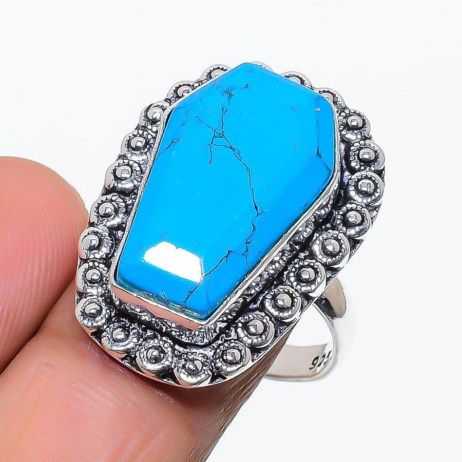 Santa Rosa Turquoise Gemstone 925 Sterling Silver Jewelry Ring Size 9 SU-10506