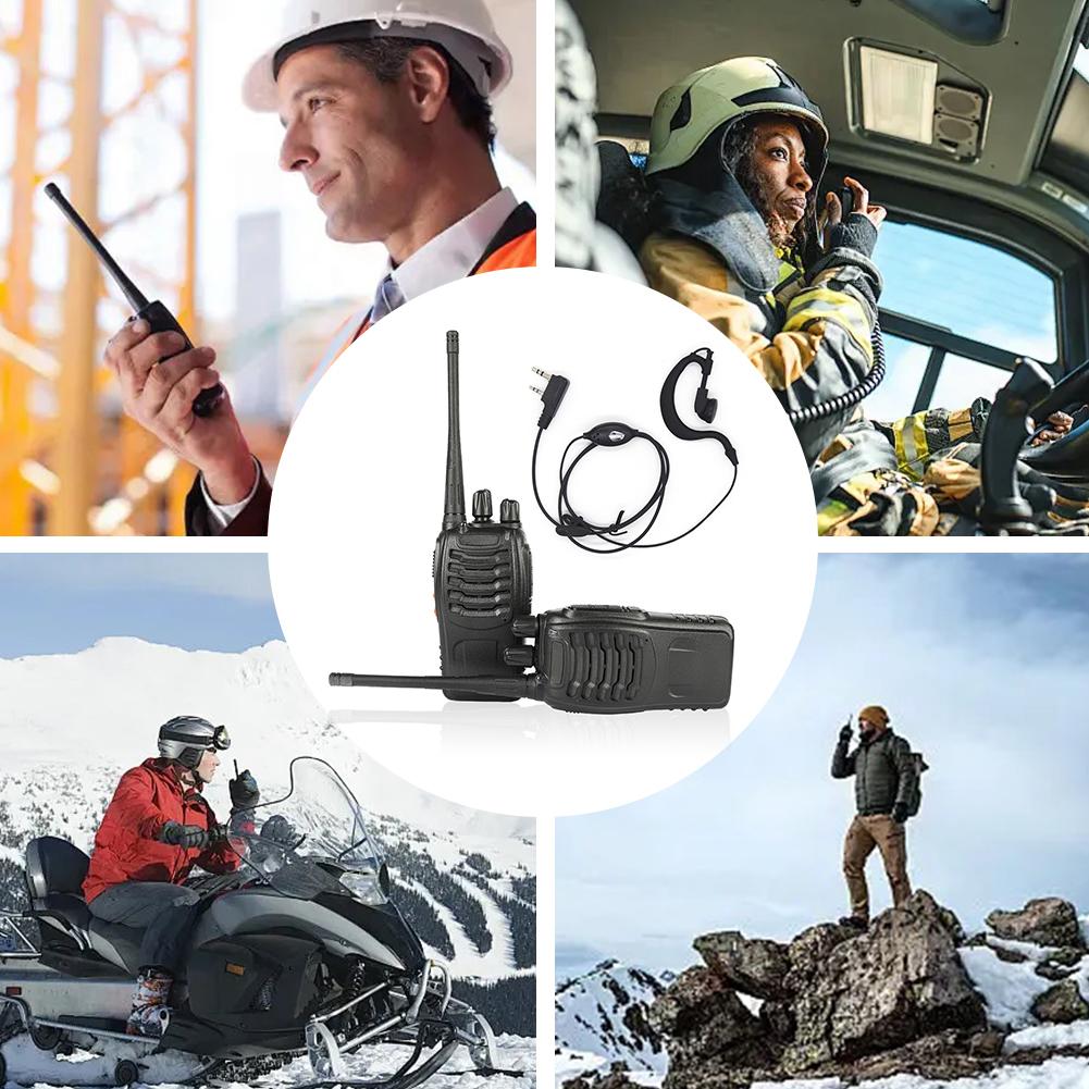 2PCS BF-888S Wireless Walkie Talkie Dual Band Portable Long Range UHF 400-470MHz EU/US Ham Two Way Radio Earphones for Hunting