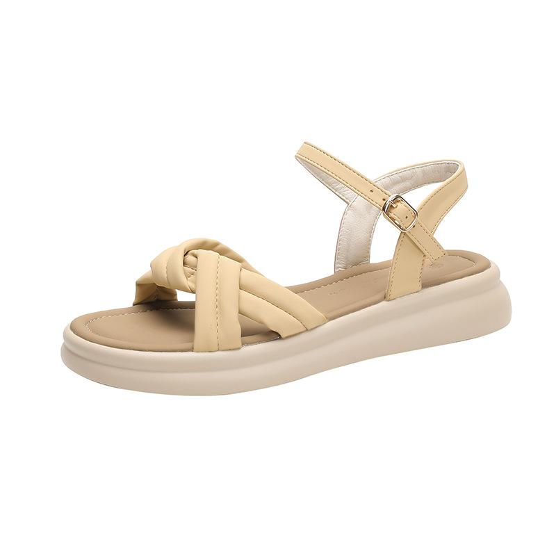 Sandals women's word belt is not tired, feet flat shoes soft sole soft surface niche beach shoes