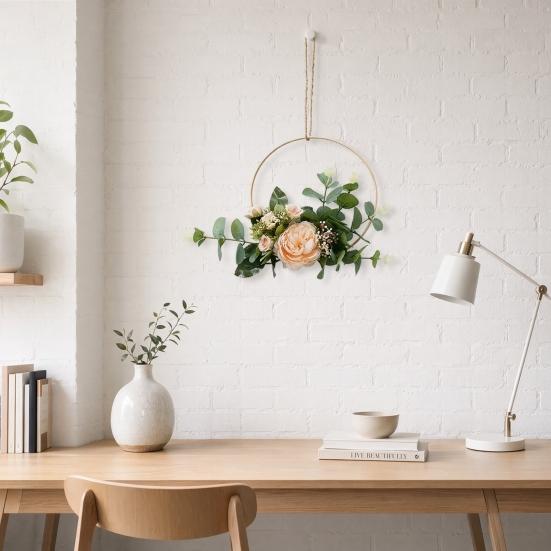 Artificial Flower Wreath, Sustainable Hanging Ornaments, with Elegant Flower Decorations for Bedroom Living Room Balcony Cafe Nursery